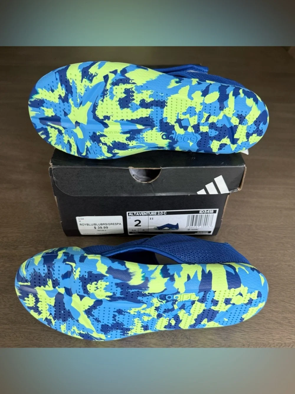 Adidas Little Kids Blue Slip-On Altaventure Water Shoes Size 2 *New in Box